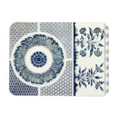 Blue White Floral Chinese Round Magneet (Horizontaal)