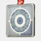 Blue White Floral Chinese Round Metalen Ornament (Links)