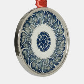 Blue White Floral Chinese Round Metalen Ornament (Rechts)