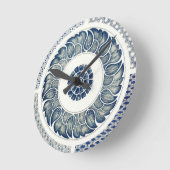 Blue White Floral Chinese Round Ronde Klok (Hoek)