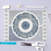 Blue White Floral Chinese Round Tissuepapier (Craft)