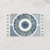 Blue White Floral Chinese Round Visitekaartje (Achterkant)
