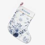 Blue White Floral Christmas Grote Kerstsok (Voorkant (Hangend))