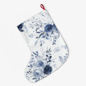 Blue White Floral Christmas Grote Kerstsok (Achterkant (Hangend))