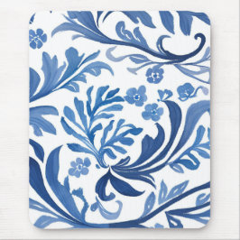 Blue & White Floral Design | Chinoiserie Pattern Muismat
