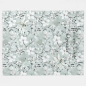 Blue White Floral Dragonflies Fleece Deken (Voorkant (Horizontaal))