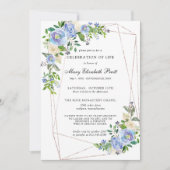 Blue White Floral Geometric Celebration of Life Kaart (Voorkant)