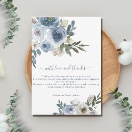 Blue White Floral Greenery Waterverf Wedding Bedankkaart