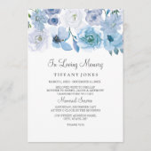Blue White Floral in Loving Memory Service Invite Programmakaart (Voorkant)