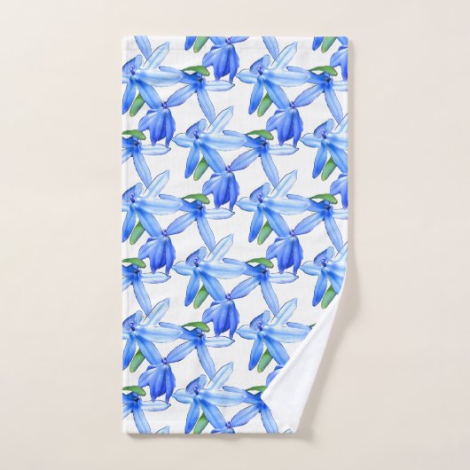  Blue White Floral Pattern Bath Towel set Bad Handdoek (Handdoek)