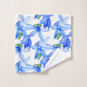  Blue White Floral Pattern Bath Towel set Bad Handdoek (Wasdoekje)