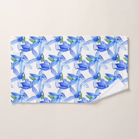  Blue White Floral Pattern Bath Towel set Bad Handdoek (Handdoek)