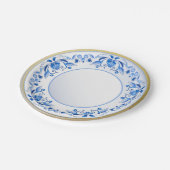 Blue White Floral Pattern keramische vormgeving Papieren Bordje (Gekanteld)