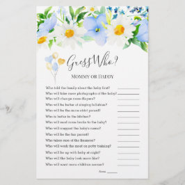 Blue White Floral raad wie Baby shower games spele