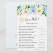 Blue White Floral raad wie Baby shower games spele (Voorkant / Achterkant)