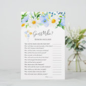 Blue White Floral raad wie Baby shower games spele (Staand voorkant)