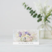 *~* Blue White Floral Rozen QR LOGO AR26  Visitekaartje (Staand voorkant)