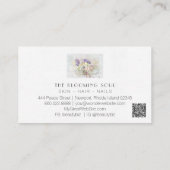 *~* Blue White Floral Rozen QR LOGO AR26  Visitekaartje (Achterkant)