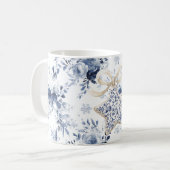 Blue White Floral Star Christmas Ornament Koffiemok (Voorkant links)