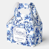Blue & White Floral Toile with Calligraphy Wedding Bedankdoosjes (Voorkant)