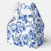 Blue & White Floral Toile with Calligraphy Wedding Bedankdoosjes (Achterkant)