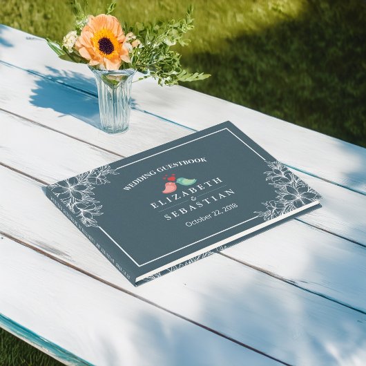 Blue White Floral Tortelduifjes Wedding Guestbook Gastenboek