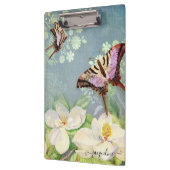 Blue White Floral Waterverf Butterfly Magnolias Klembord (Links)