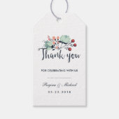 Blue White Floral Weddenschap Dank je cadeau Label Cadeaulabel (Voorkant)