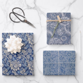Blue White Floral  William Morris Patronen Inpakpapier Vel