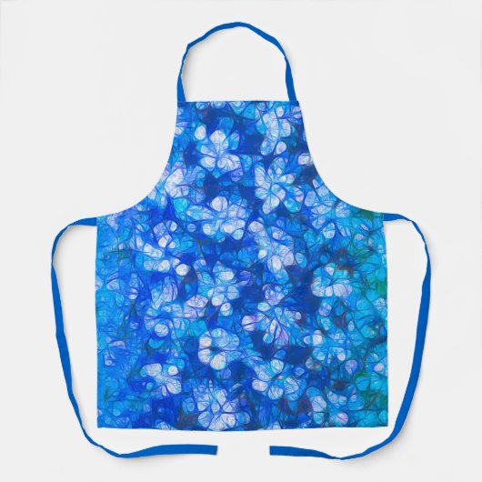 Blue White Flower Abstract Waterverf Pattern Schort (Voorkant)