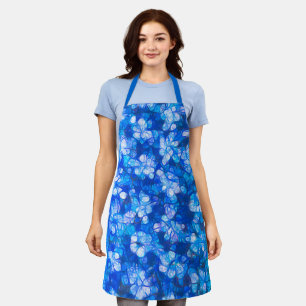 Blue White Flower Abstract Waterverf Pattern Schort