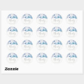 Blue White Flowers 90th Birthday Party Sticker (Vel)