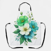 Blue White Flowers Bouquet-57453 Schort (Voorkant)