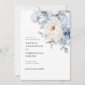 Blue & White Flowers Bruiloft Save The Date Kaart (Voorkant)
