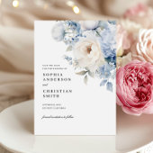 Blue & White Flowers Bruiloft Save The Date Kaart