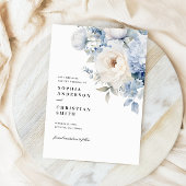 Blue & White Flowers Bruiloft Save The Date Kaart