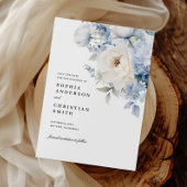 Blue & White Flowers Bruiloft Save The Date Kaart
