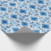 Blue White Flowers Vrijgezellenfeest Cadeaupapier (Hoek)