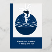 Blue & White Folie Accents Zakelijke vakantie Kaar Folie Uitnodiging (Voorkant)