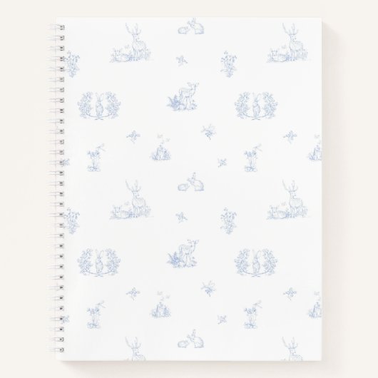 Blue White Forest Woodland Toile Notitieboek (Voorkant)