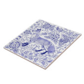 Blue White Fox Bird Woodland Farmhouse Rustic Art Tegeltje (Zijkant)