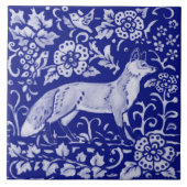 Blue White Fox Bird Woodland Farmhouse Rustic Art  Tegeltje (Voorkant)