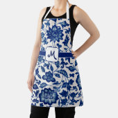 Blue White French Country All Over Print Apron Schort (Insitu)