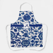 Blue White French Country All Over Print Apron Schort (Voorkant)