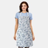 Blue White French Toile Monogram Apron Schort (Gedragen)