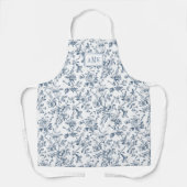 Blue White French Toile Monogram Apron Schort (Voorkant)
