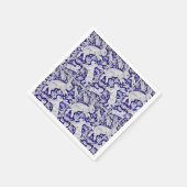 Blue White Fun Bunny Rabbit Tegel Paisley Garden Servet (Hoek)