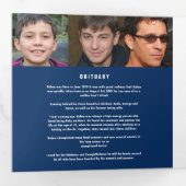 Blue White Funeral service mono aangepaste foto's Drieluik Programma (Binnenzijde eerst)