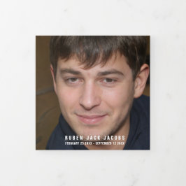 Blue White Funeral service mono aangepaste foto's Drieluik Programma