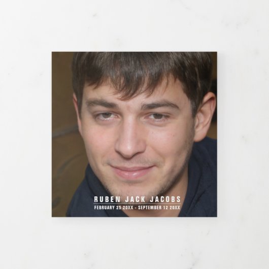 Blue White Funeral service mono aangepaste foto's Drieluik Programma (Cover)